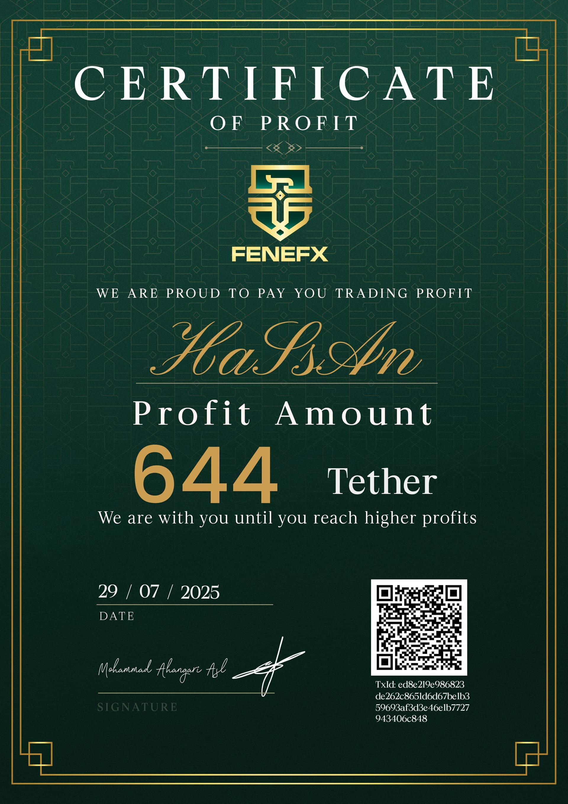 Dividend certificate