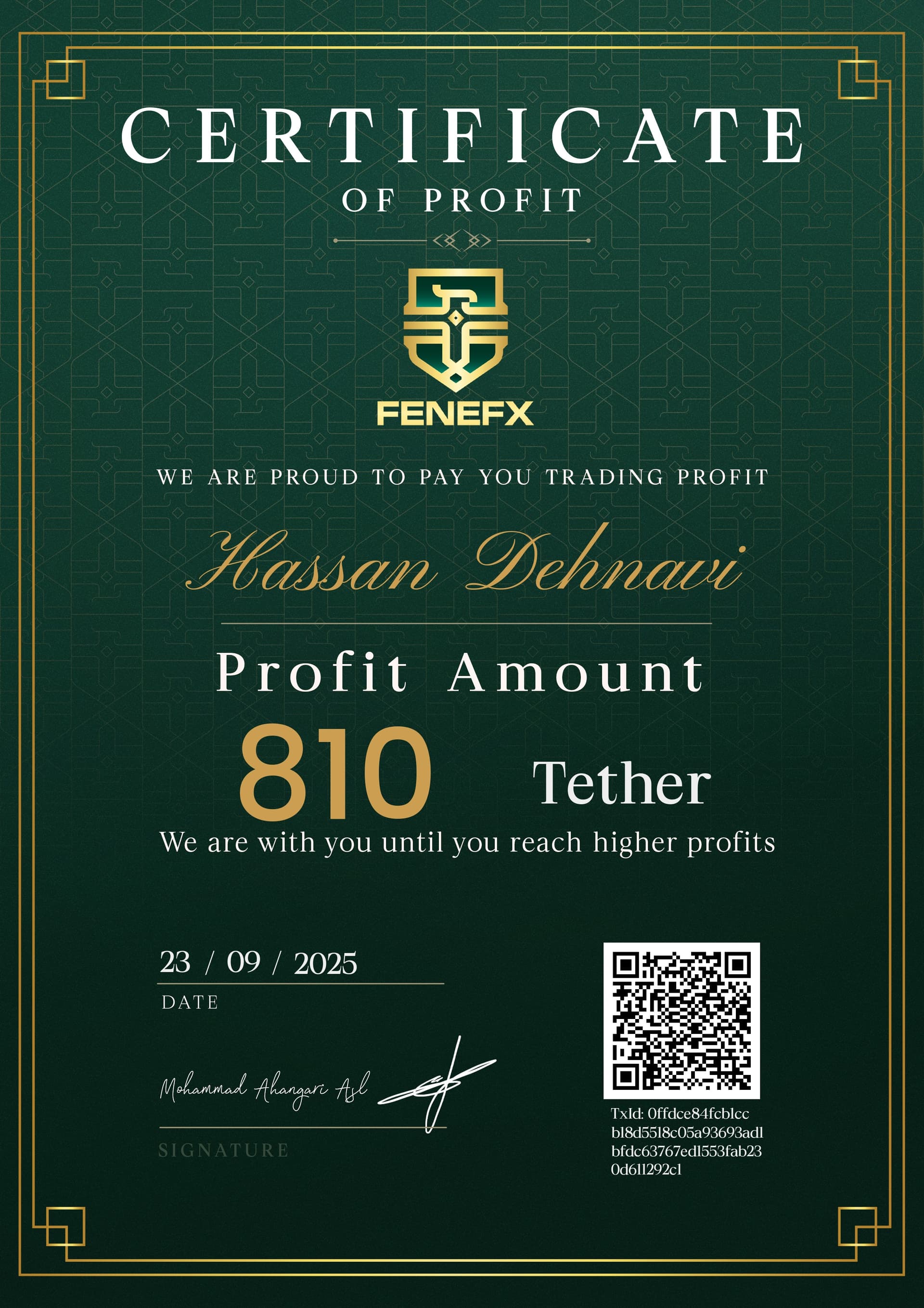 Dividend certificate