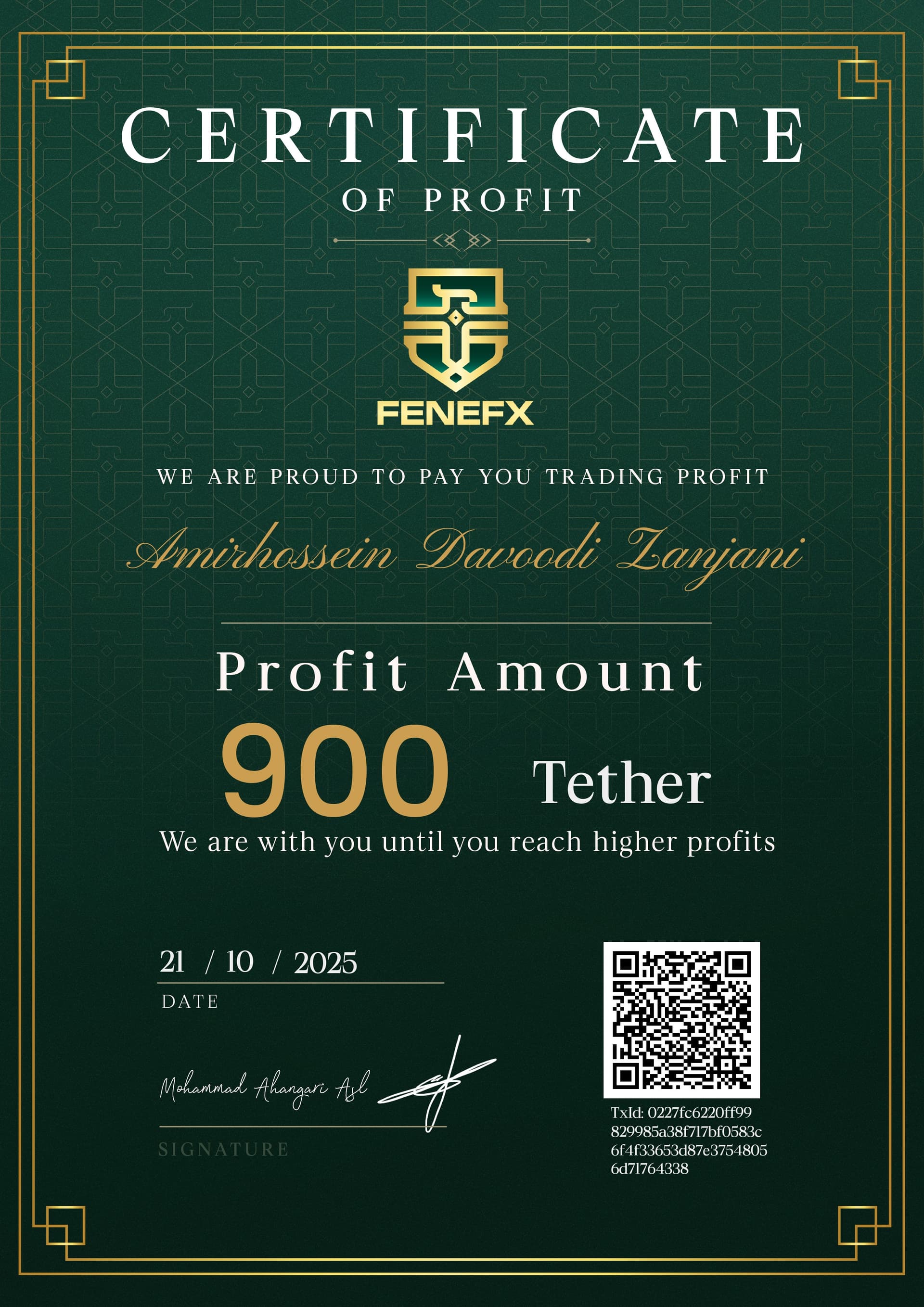 Dividend certificate